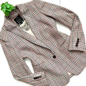J. Crew Parke Plaid Nello Gori Wool Blazer Italian Neutral Houndstooth Size 00